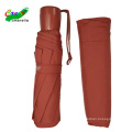 women waterproof fabric material 3 foldable  burgundy umbrella with bag